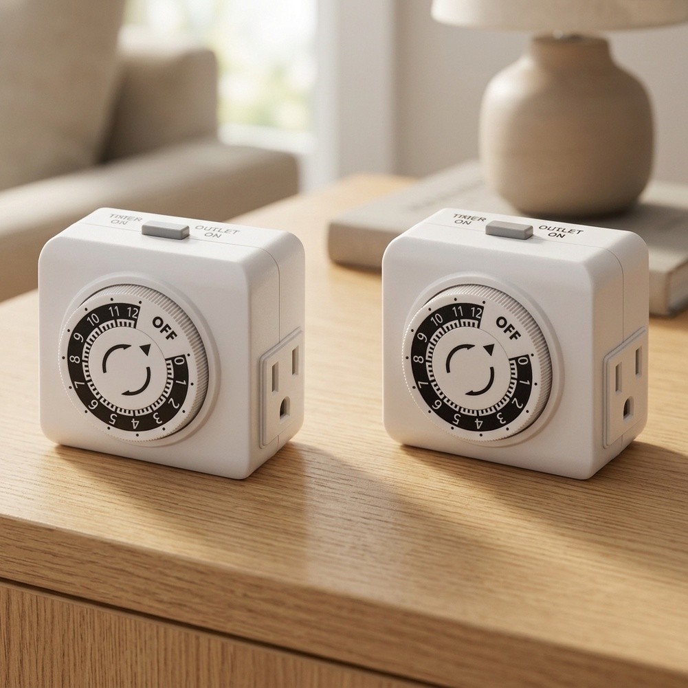 Timer Dual Outlet - 2'li Paket, Ev ve Ofis İçin,